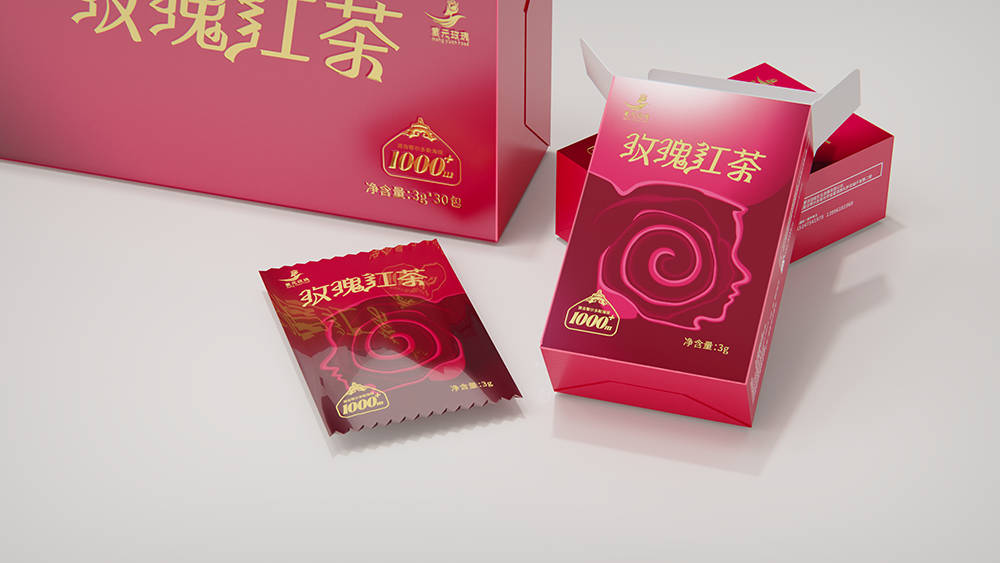 玫瑰红茶包装设计